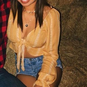 yellow tie crop top